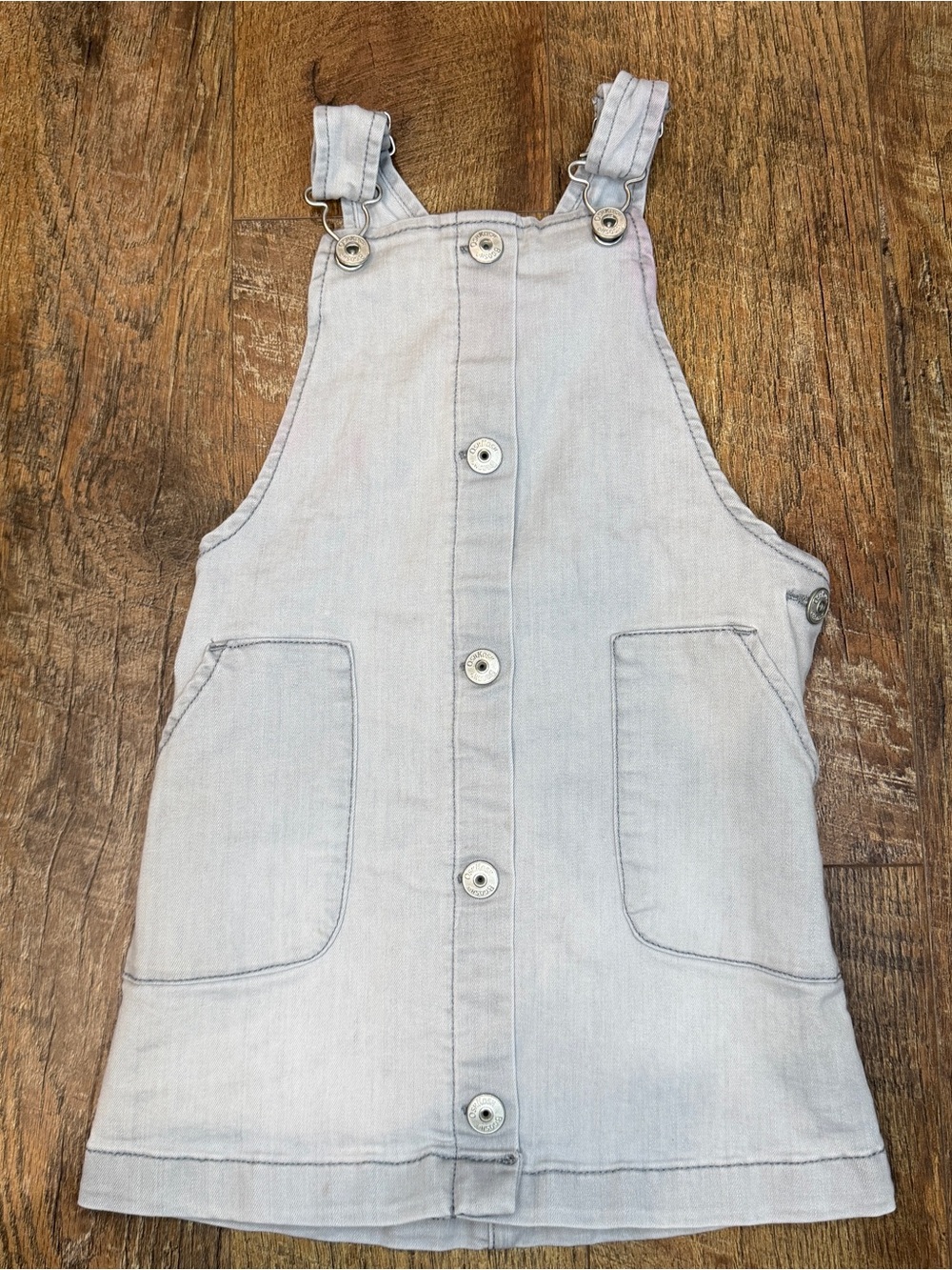 OshKosh B’Gosh Toddler Girl Adjustable Straps Button Down Jean Jumper Gray Demin